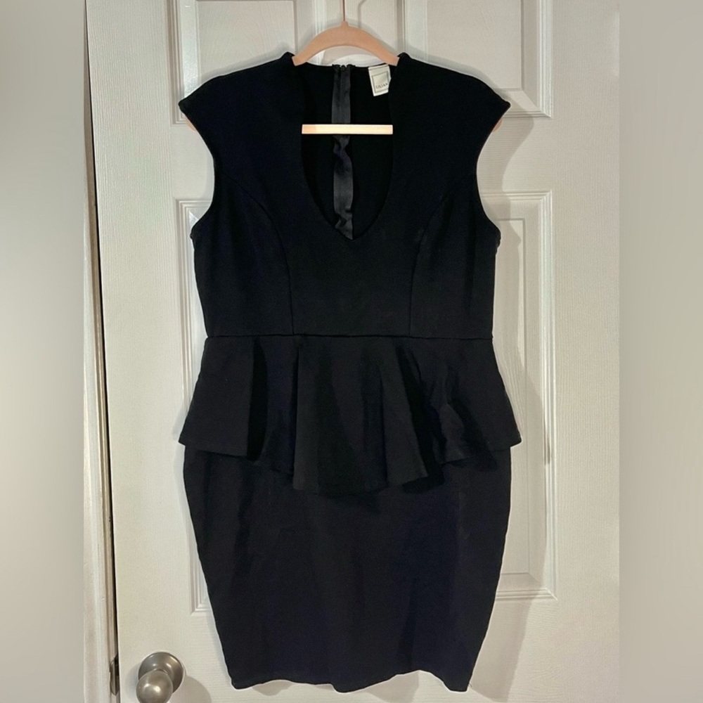 Black peplum bodycon dress, XL